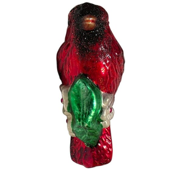 Vintage Thomas Pacconi Red Cardinal Glass Christmas Ornament Bird Floral Holiday - Picture 5 of 9